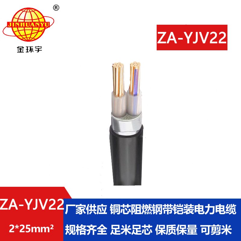 金環宇電纜 深圳鎧裝電纜 阻燃電力電纜ZA-YJV22-2X25平方